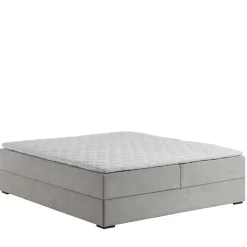 Hellgraues Stoffbett ohne Kopfteil mit Bettkasten - Craig