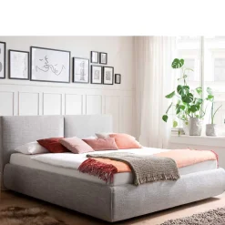 Hellgraues 180x200 Bett inklusive Matratzen - Atlona