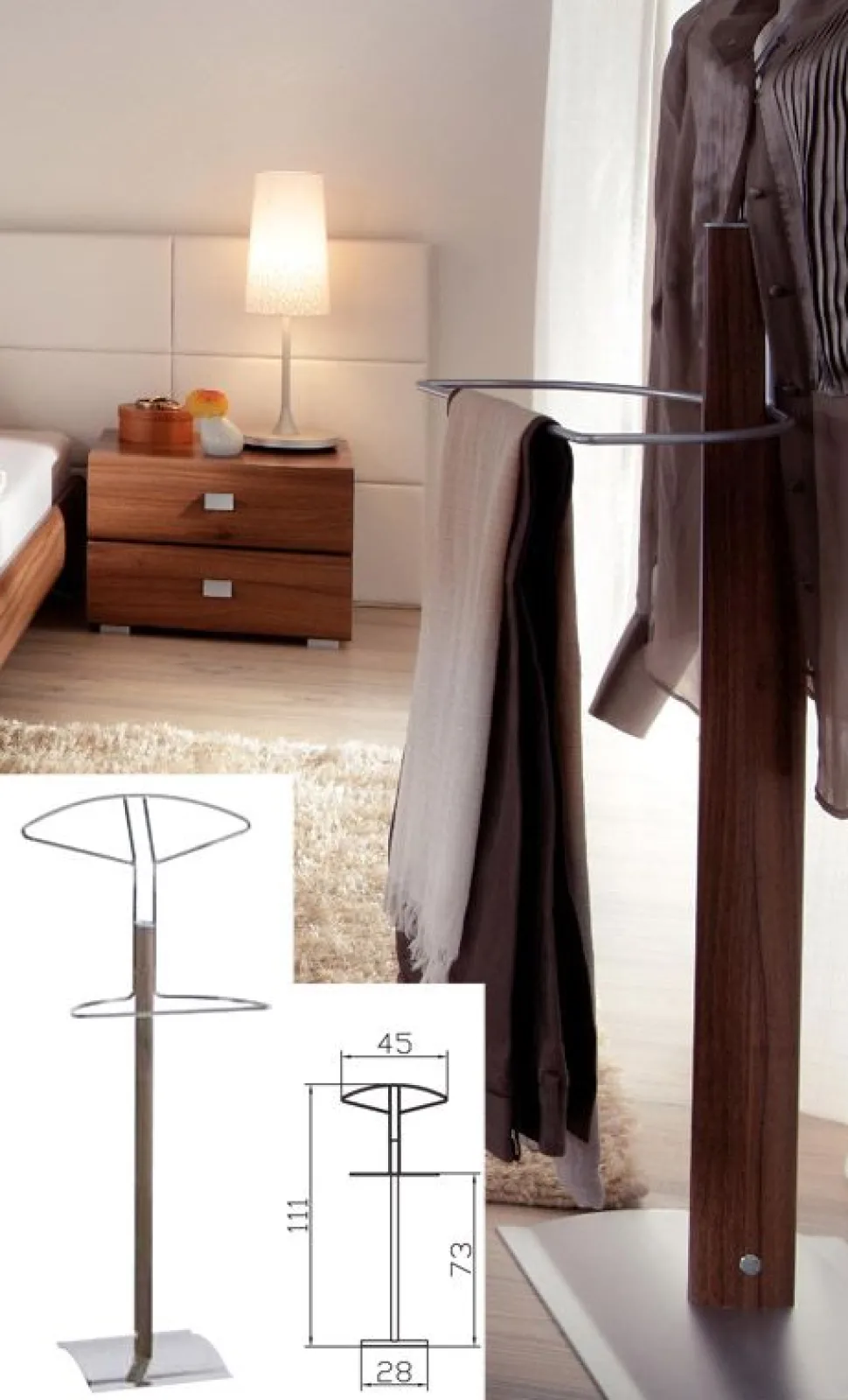 Herrendiener Mia in Walnuss Dekor