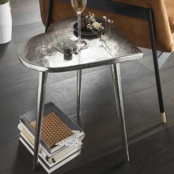 Herz Design Beistelltisch in Nickelfarben Alu - Trane