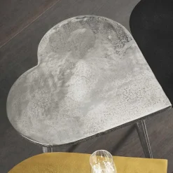 Herz Design Beistelltisch in Nickelfarben Alu - Trane