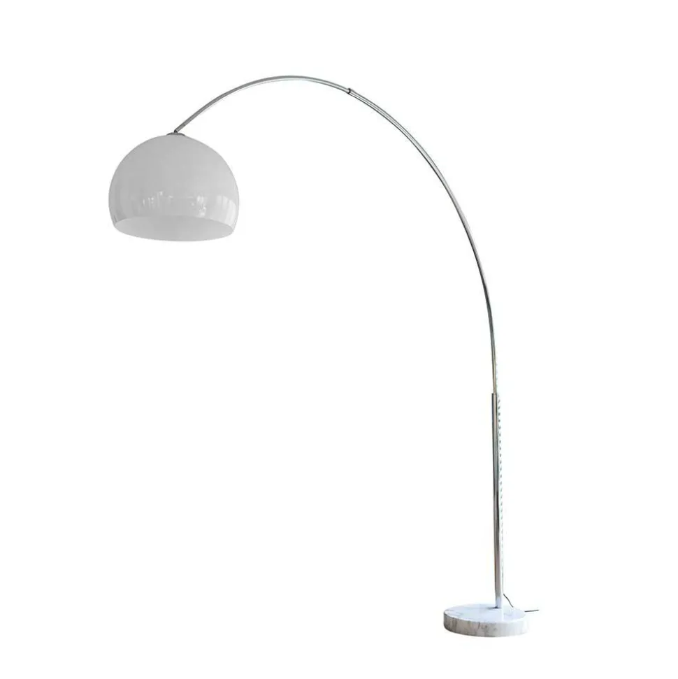Höhenverstellbare Bogen-Leuchte in Weiß & Chrom - Gozoa