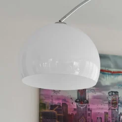 Höhenverstellbare Bogen-Leuchte in Weiß & Chrom - Gozoa