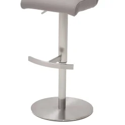 Höhenverstellbarer Barstuhl in Hellgrau Kunstleder Olivera & Edelstahl