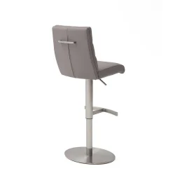 Höhenverstellbarer Barstuhl in Hellgrau Kunstleder Olivera & Edelstahl
