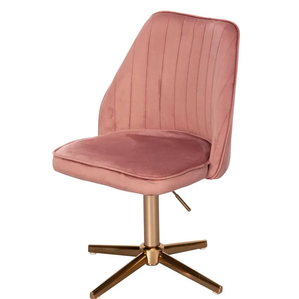 Höhenverstellbarer Bürostuhl in Rosa Samtbezug - Navanna