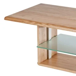 Höhenverstellbarer Couchtisch Callas aus Wildeiche Massivholz 110 cm