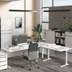 Höhenverstellbarer Eckschreibtisch in Weiß - Sparkle