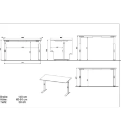 Höhenverstellbarer Office-Tisch in Hellgrau - Clemeta