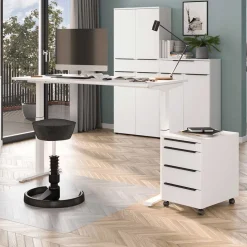 Höhenverstellbarer Officetisch in Weiß - Sparkle (zweiteilig)
