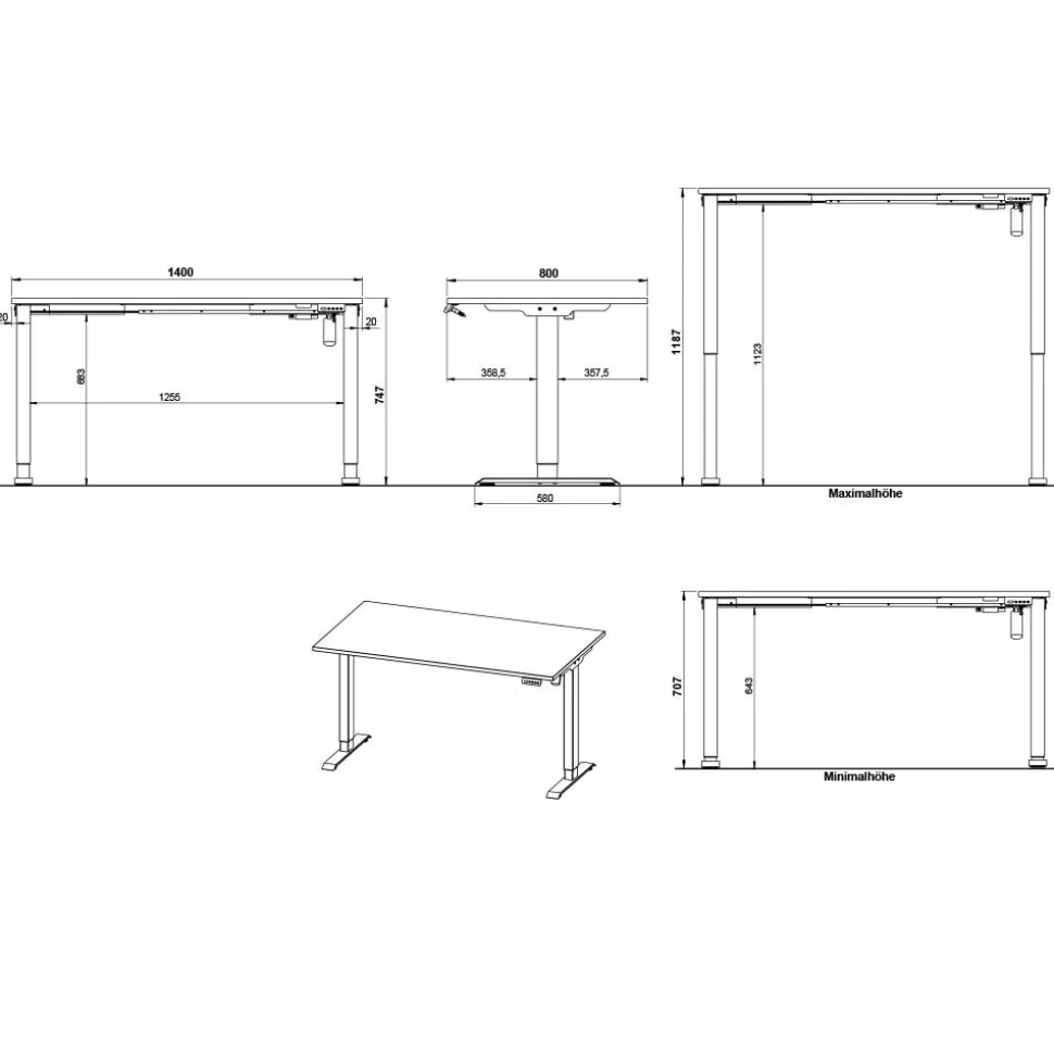 Höhenverstellbarer Officetisch elektrisch - Deola