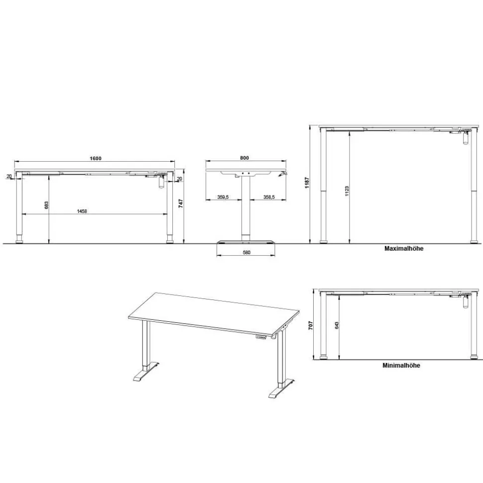 Höhenverstellbarer Schreibtisch elektrisch - Calumja