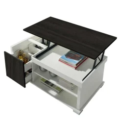 Höhenverstellbarer Wohnzimmer Tisch in Schwarzgrau & Weiß - Zartos