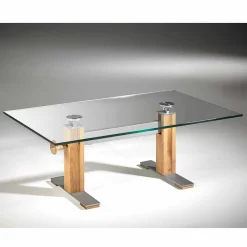 Höhenverstellbarer Wohnzimmertisch Fanturasa mit Glasplatte