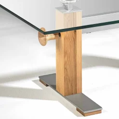 Höhenverstellbarer Wohnzimmertisch Fanturasa mit Glasplatte