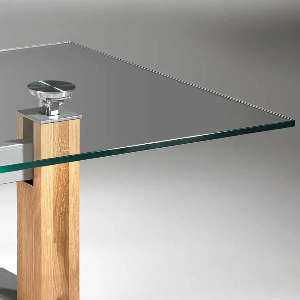 Höhenverstellbarer Wohnzimmertisch Fanturasa mit Glasplatte