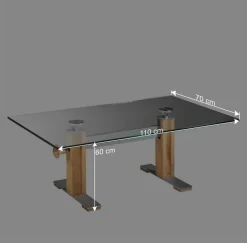 Höhenverstellbarer Wohnzimmertisch Fanturasa mit Glasplatte