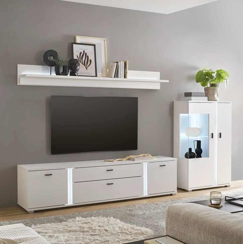 Highboard & TV Board & Wandboard mit LED - Tirol (dreiteilig)