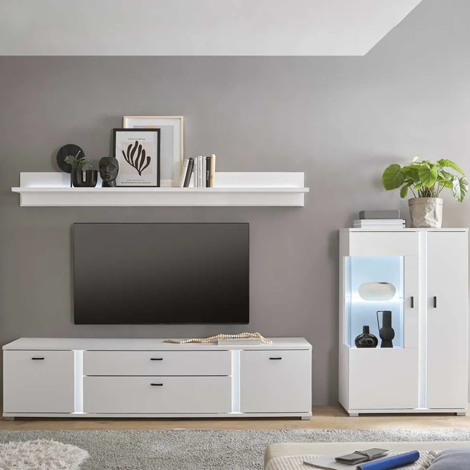 Highboard & TV Board & Wandboard mit LED - Tirol (dreiteilig)