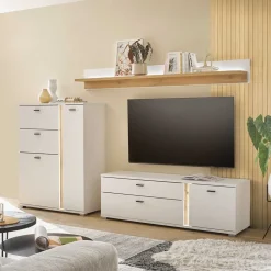 Highboard & TV Lowboard & Wandboard Set - Racelyn (dreiteilig)