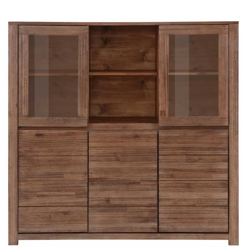 Highboard aus Akazie Massivholz und Glas - Ruffes
