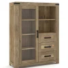 Highboard in Eiche Dunkel mit Glaseinsatz - Hilary