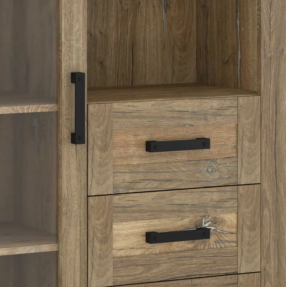 Highboard in Eiche Dunkel mit Glaseinsatz - Hilary