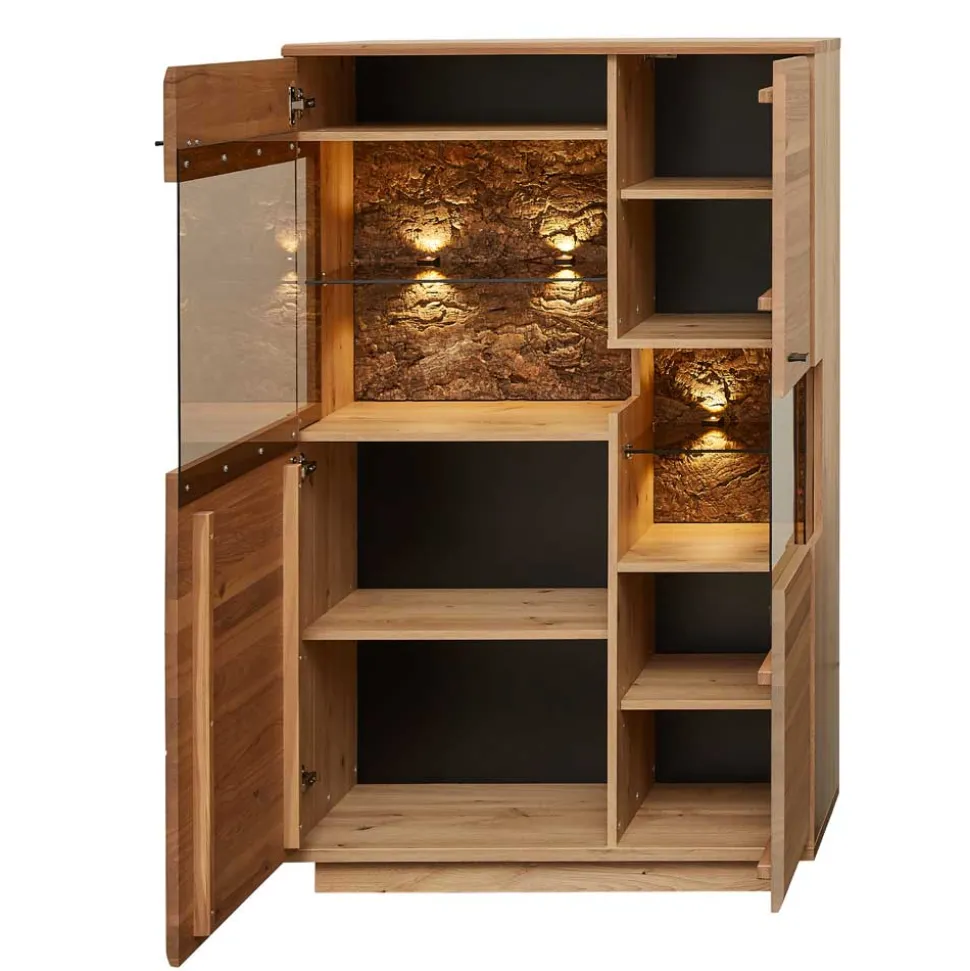 Highboard in Esche und Wildeiche mit Glas - Cassna