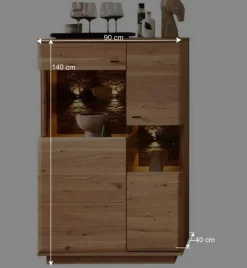 Highboard in Esche und Wildeiche mit Glas - Cassna