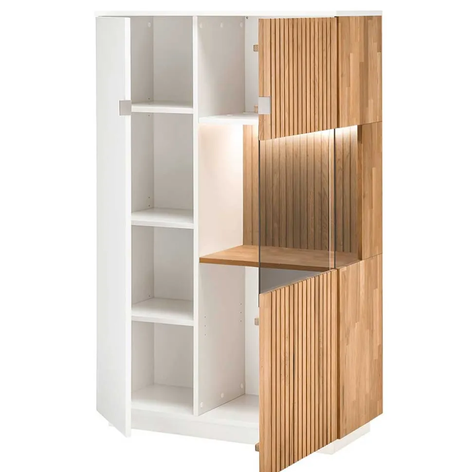 Highboard in Weiß und Eiche Bianco - Miloris