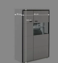 Highboard in Weiß und Schwarzgrau - Loazin