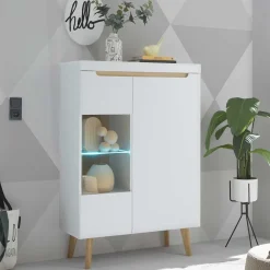 Highboard mit Glas im Skandi Design - Ginko
