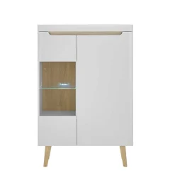 Highboard mit Glas im Skandi Design - Ginko