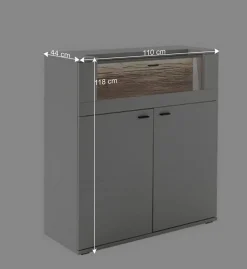 Highboard mit Glas Klappe & zwei Türen - Apulco