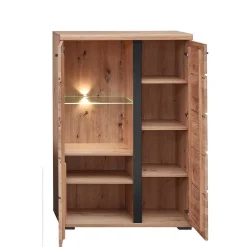 Highboard mit Glaseinsatz und LED Beleuchtung - Latenda