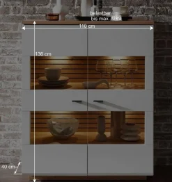 Highboard mit Glaseinsätzen 2-türig - Niam