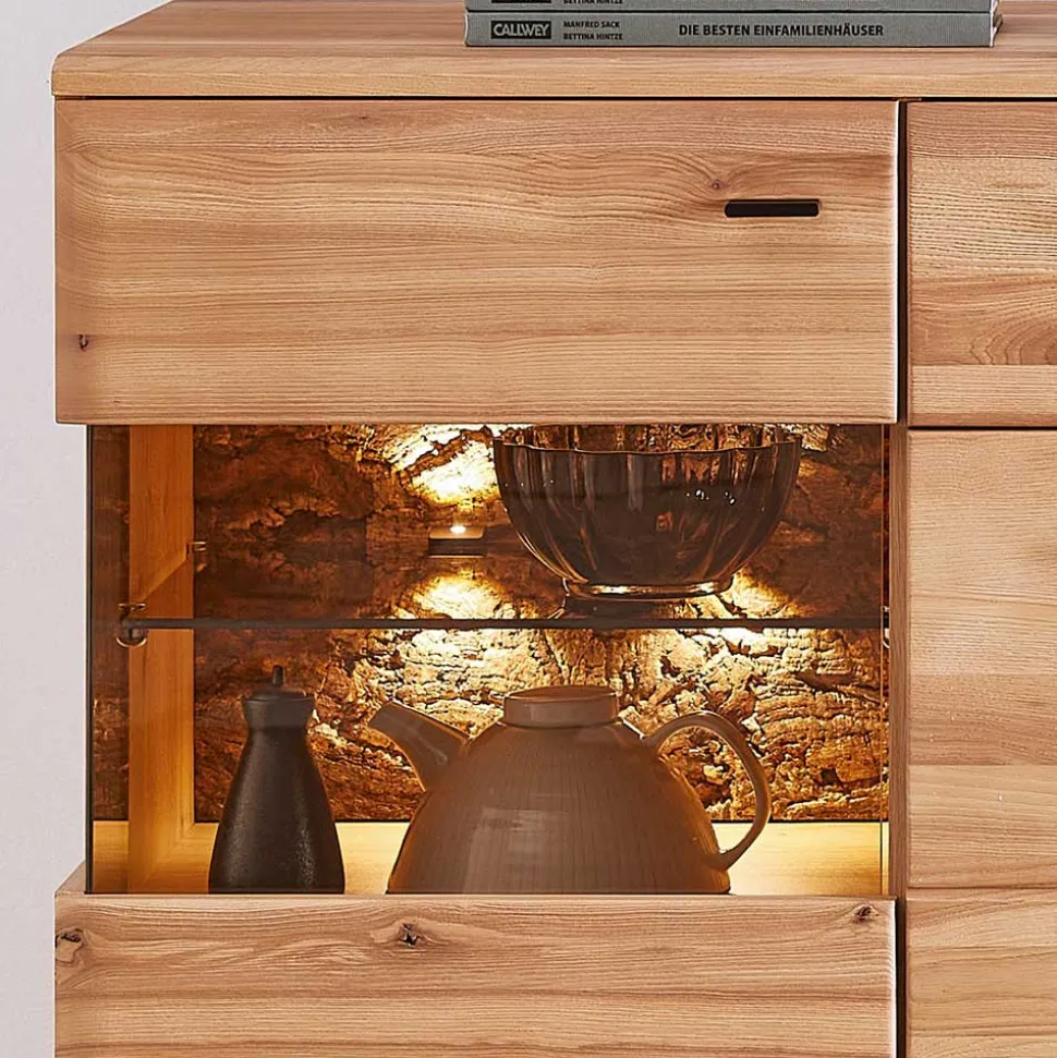 Highboard mit Glaseinsätzen in Esche - Cassna