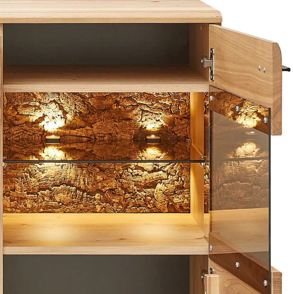 Highboard mit Glaseinsätzen in Esche - Cassna