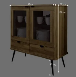 Highboard mit Glastüren mit zwei Schubladen - Casarius