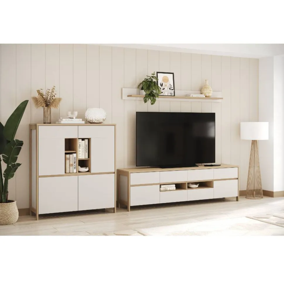 Highboard und TV-Board und Wandboard Set - Ovidio (dreiteilig)