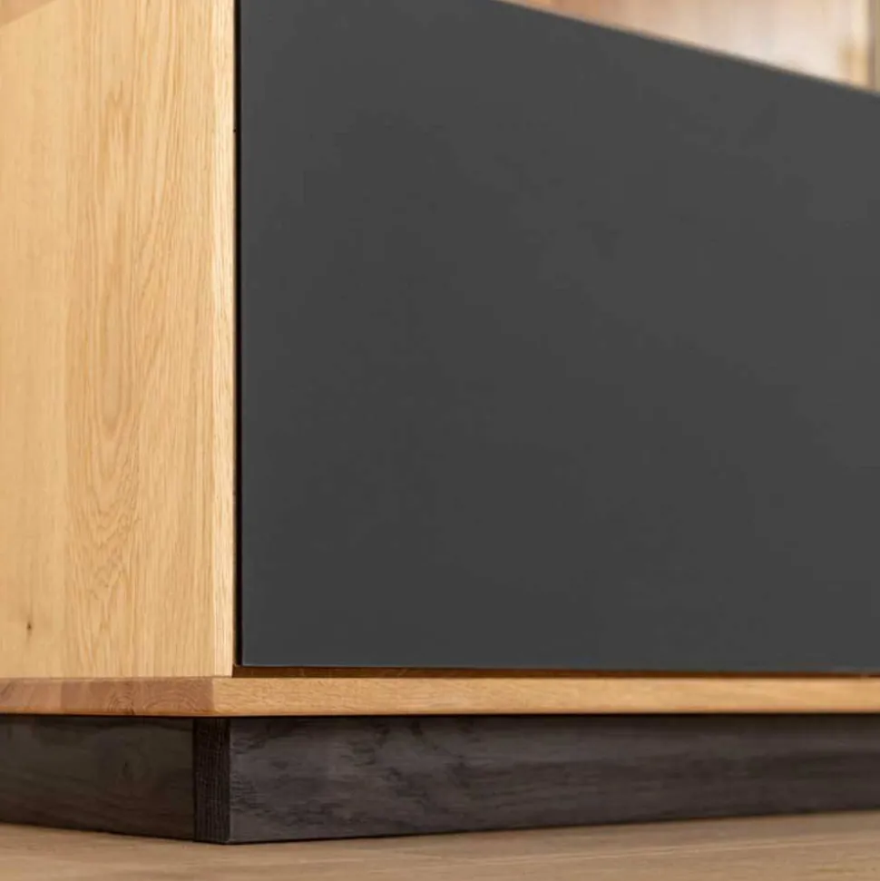 Highboard Vitrine aus Eiche und Glas - Masicuri