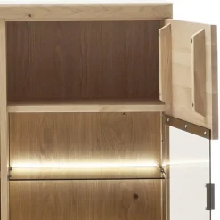 Highboard Vitrine aus hellem Asteiche Massivholz - Losiamos