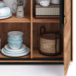 Highboard Vitrine aus Wildeiche Massivholz - Shipper