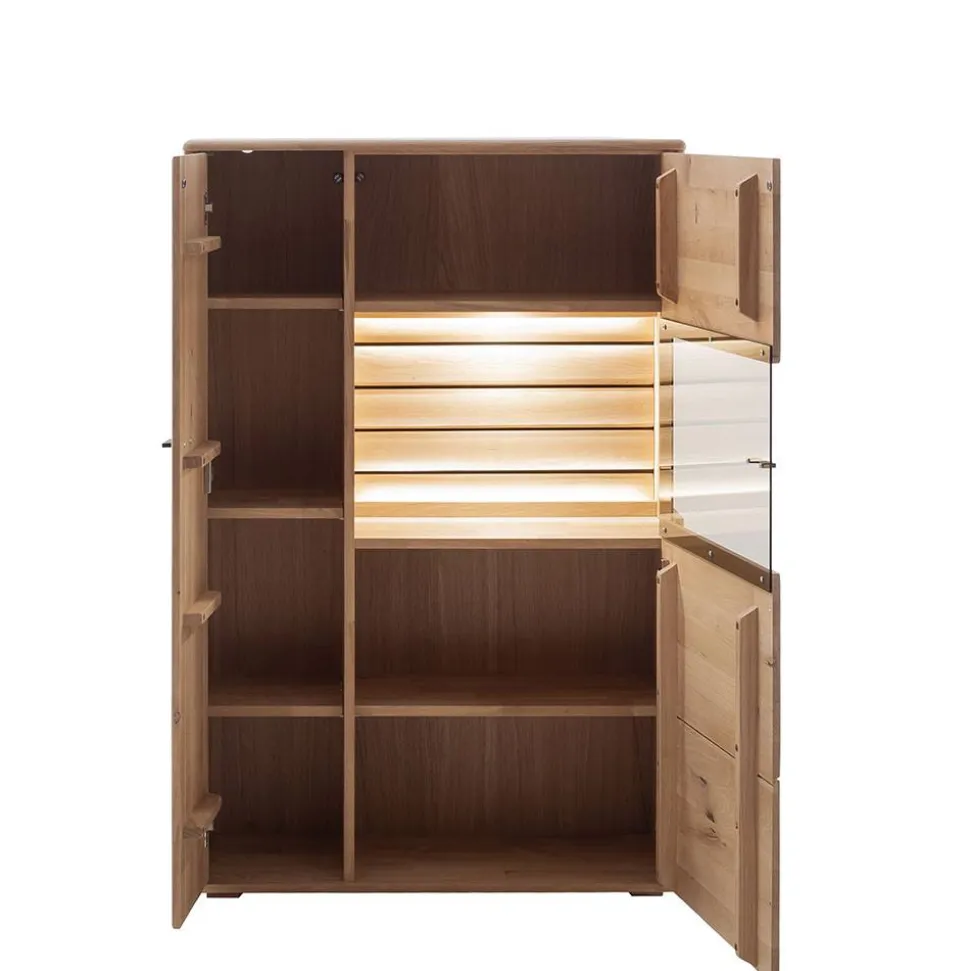 Highboard Vitrine in Asteiche Hell - Azzurian