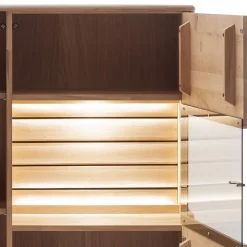 Highboard Vitrine in Asteiche Hell - Azzurian