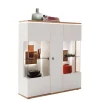 Highboard Vitrine in Soft White und Wildeiche - Yordyn