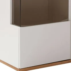 Highboard Vitrine in Soft White und Wildeiche - Yordyn