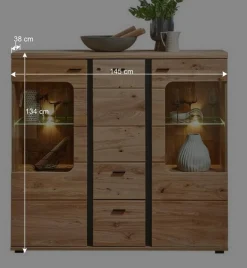Highboard Vitrine mit LED Beleuchtung - Mattadore