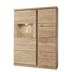 Highboard Vitrine Smonia aus Wildeiche Bianco