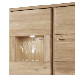 Highboard Vitrine Smonia aus Wildeiche Bianco